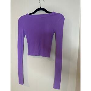 BP Purple Phlox Crop Top Women’s XSMALL Long Sleeve Scoop Neck Shirt